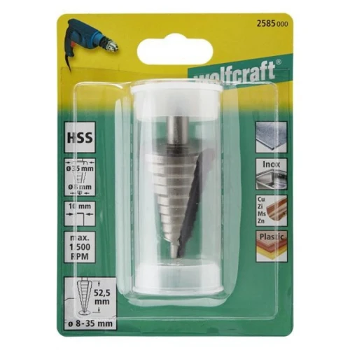 Wolfcraft WF2585000- Wiertło stopniowane HSS 8-35 mm