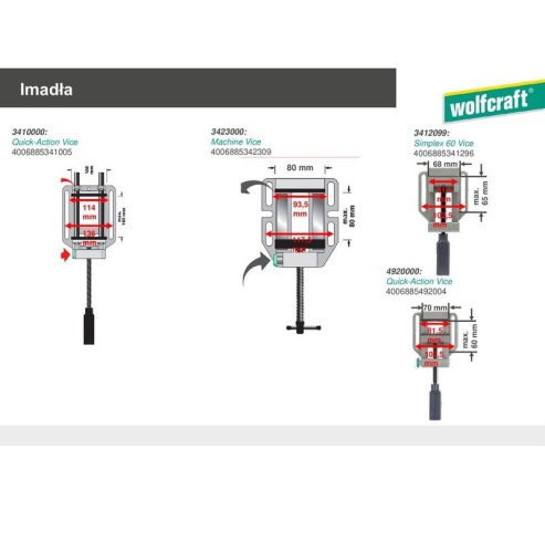 Wolfcraft WF3410000- Imadło uniwersalne 100 x 100 mm