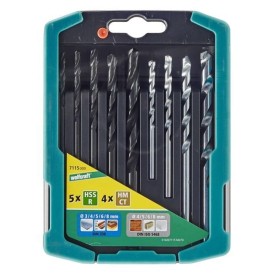 Wolfcraft WF7116000 - Zestaw wierteł mieszanych: drewno kamień 3 - 8 mm