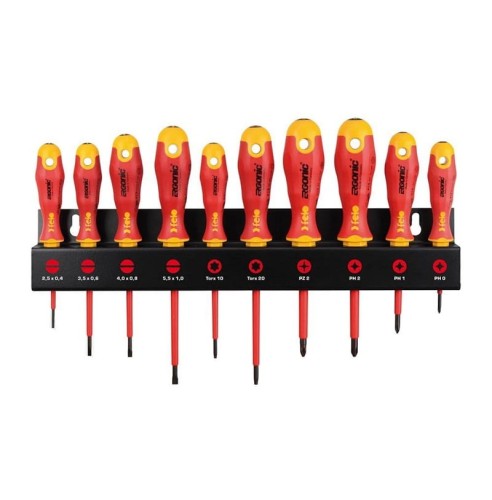FELO FL41491093 - Zestaw wkrętaków Ergonic VDE FELO na szynie 10 cz