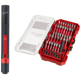 MILWAUKEE Shockwave Impact Duty Bit Set  - Zestaw bitów - 39 szt + latarka długopisowa 100 lm IPL LED 