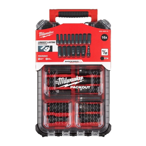 MILWAUKEE 4932480943 - Zestaw nasadek udarowych długich 1/2" 15 szt.