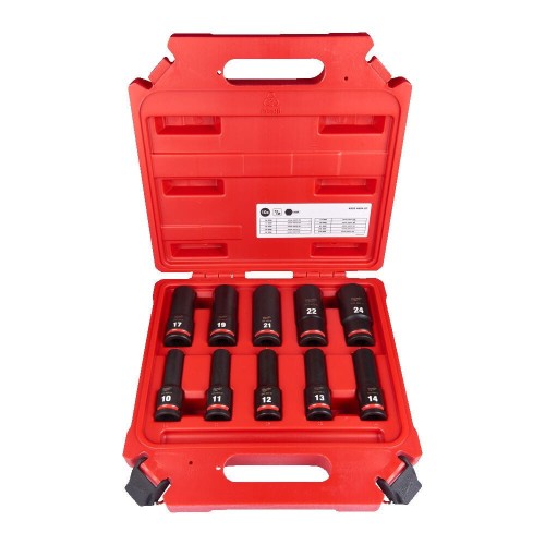 MILWAUKEE 4932480457 - Zestaw nasadek udarowych długich 1/2'' 10 el.