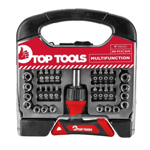 Top Tools 39D200 - Końcówki wkrętakowe z uchwytem 44 szt.