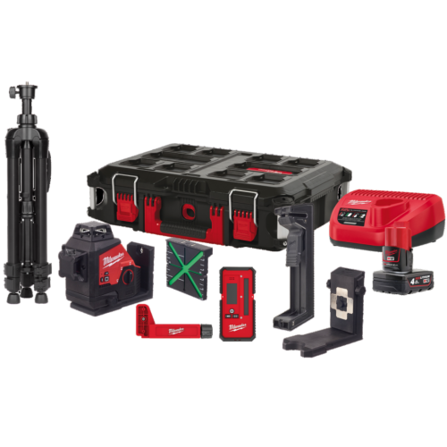Milwaukee M12 3PLKIT-401P - Laser 3-płaszczyznowy 360° zielony 12 V