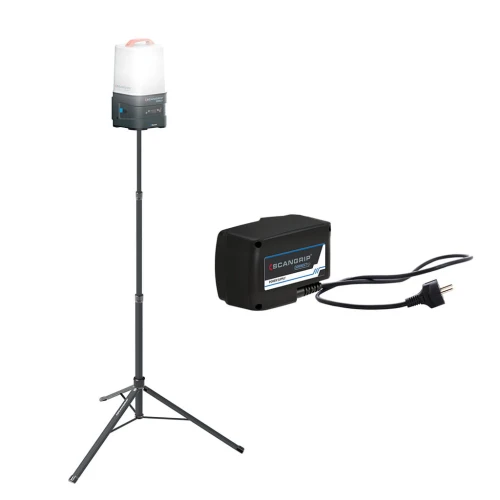 Scangrip SG490534 - Zestaw: Lampa Area 10 Connect + Statyw Tripod 2M + Zasilacz sieciowy Power Supply