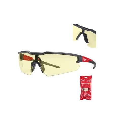 Milwaukee Enhanced Safety Glasses Yellow - 1pc - Milwaukee Okulary Ochronne Żółte Odporne Na Zarysowania