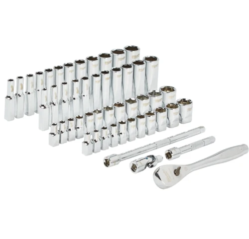 Milwaukee 1/4 50 pc Drive Ratchet.+ Socket Set SAE + Metric - Zestaw nasadek calowych-metrycznych 1/4" z grzechotką - zestaw 50 szt.