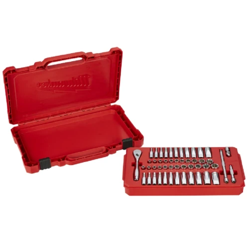 Milwaukee 1/4 50 pc Drive Ratchet.+ Socket Set SAE + Metric - Zestaw nasadek calowych-metrycznych 1/4" z grzechotką - zestaw 50 szt.