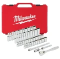 Milwaukee 1/4 50 pc Drive Ratchet.+ Socket Set SAE + Metric - Zestaw nasadek calowych-metrycznych 1/4" z grzechotką - zestaw 50 szt.
