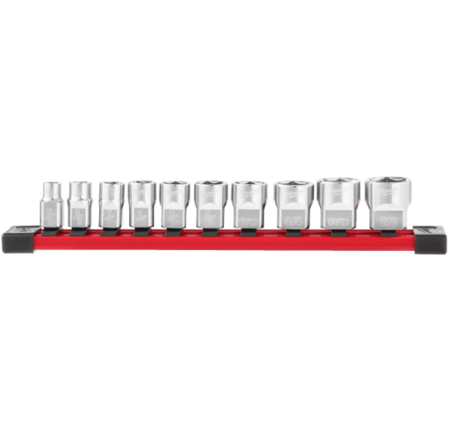 Milwaukee 3/8" Drive SAE Chrome Sockets - Zestaw nasadek imperialnych 3/8″ - 10 szt