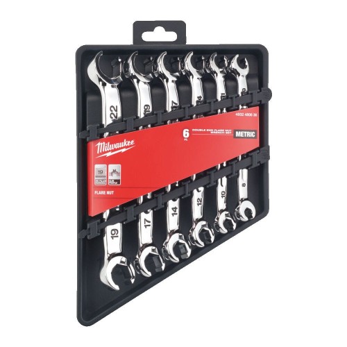 Milwaukee Flare Nut Spanner 6 pc Set - Metric - Zestaw kluczy otwartych do przewodów hamulcowych