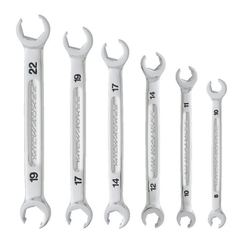 Milwaukee Flare Nut Spanner 6 pc Set - Metric - Zestaw kluczy otwartych do przewodów hamulcowych