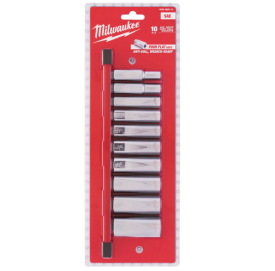 Milwaukee 3/8" Drive SAE Deep Chrome Socket Set -  Zestaw nasadek imperialnych długich 3/8″ - 10 szt.