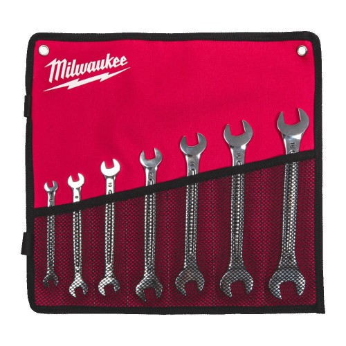 Milwaukee Double Open End Spanner Set - 7 pc - Zestaw kluczy płaskich dwustronnych 7-cz.