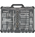 Milwaukee Packout 1/4" + 1/2" 63 pc Ratchet/Socket Set - Zestaw nasadek metrycznych 1/4” i 1/2” z grzechotką w organizerze PACKOUT - 63 szt.