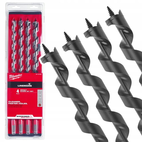 Milwaukee IAD Set - Zestaw wierteł udarowych krętych długich Hex 7/16" / 14 - 20 mm - 4 szt