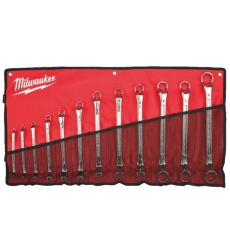 Milwaukee Double Ring Offset Spanner - Milwaukee Double Ring Offset Spanner - Zestaw kluczy oczkowych podwójnie odsadzonych - 12 szt