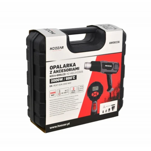 Hoozar KD14-600LCD - Elektryczna opalarka z regulacją i akcesoriami 2000 W