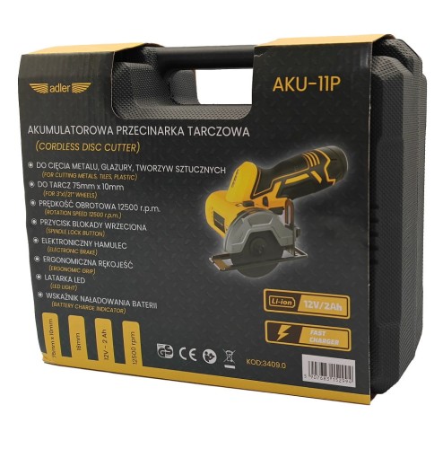 Adler AKU-11P - Akumulatorowa pilarka tarczowa 12 V