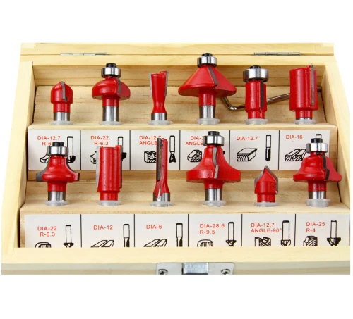 MARPOL M22547 - Zestaw frezów do drewna z łożyskiem - 12 szt