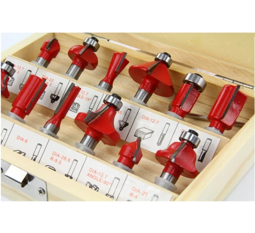 MARPOL M22547 - Zestaw frezów do drewna z łożyskiem - 12 szt