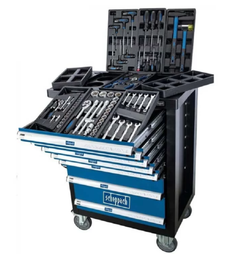Scheppach TW1100 - Wózek narzędziowy z osprzętem 71 elementów