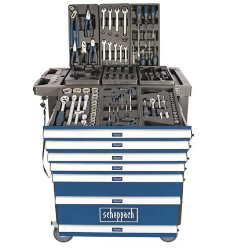 Scheppach TW1100 - Wózek narzędziowy z osprzętem 71 elementów