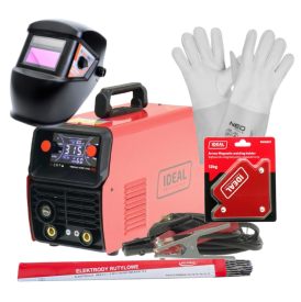 IDEAL TECNO ARC 315 LED - Spawarka + przyłbica samosciemniajaca + rękawice spawalnicze + kątownik magnetyczny + Elektrody rutylowe - łatwospawalne