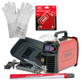 Ideal TECNO ARC 211 LED - Spawarka + rękawice spawalnicze + kątownik magnetyczny + Elektrody rutylowe - łatwospawalne