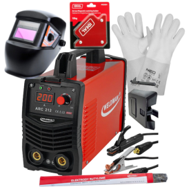 WELDMAN ARC 212 - Spawarka + przyłbica samosciemniajaca + rękawice spawalnicze + kątownik magnetyczny + Elektrody rutylowe - łatwospawalne