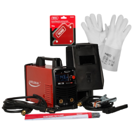 Weldman ARC 270 - Spawarka + rękawice spawalnicze + kątownik magnetyczny + Elektrody rutylowe - łatwospawalne