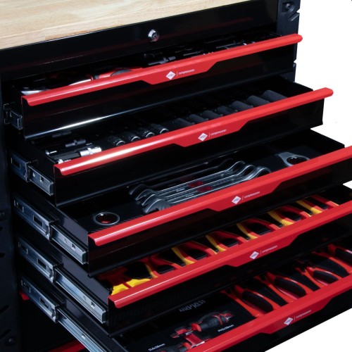 Airpress 79169 - Profesjonalny wózek narzędziowy z osprzętem 215 elementów - 7 szuflad