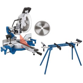Scheppach HM305SL - Piła ukośna z posuwem 305 MM + Scheppach UMF1550 - Stół roboczy