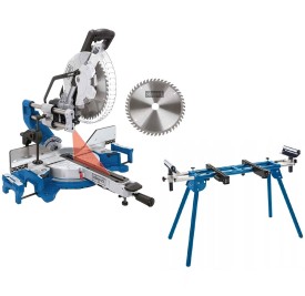 Scheppach HM305SL - Piła ukośna z posuwem 305 MM + SCHEPPACH UMF2000 - Stół roboczy 