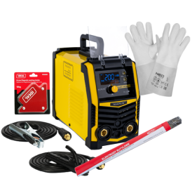 Magnum POWER VIP 6000 - Spawarka + rękawice spawalnicze + kątownik magnetyczny + Elektrody rutylowe - łatwospawalne