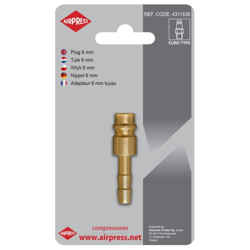 Airpress 4311536 - Wtyk na wąż 6 mm Euro