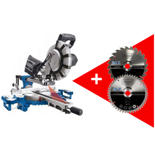 Scheppach HM216 - Piła ukośna z posuwem 216 mm z dodatkową tarczą z miekkim startem