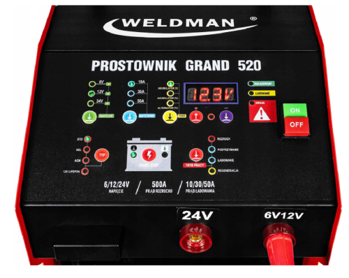 WELDMAN Grand 520 - Inteligentny prostownik z rozruchem 6/12/24 V