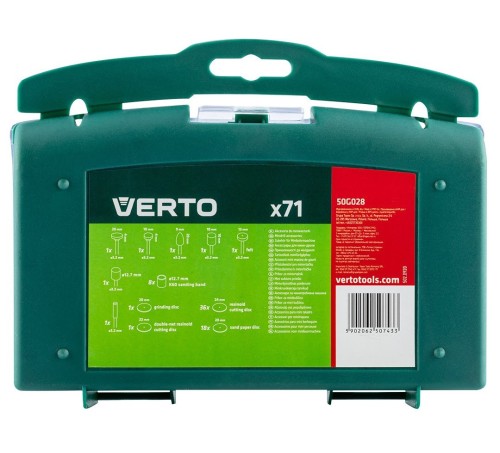 Verto 50G028 - Akcesoria do miniszlifierki - 71 elementów