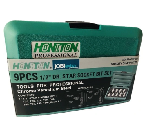 Honiton H.4007 - Zestaw nasadek zewnętrznych Torx T20-T60 1/2" - 9 elementów