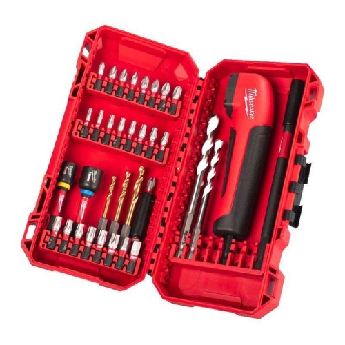 Milwaukee 4932493653 - Zestaw bitów udarowych Shockwave do śrub Phillips/Pozidriv/Torx/Hex + nasadka kątowa 90° - 35 szt