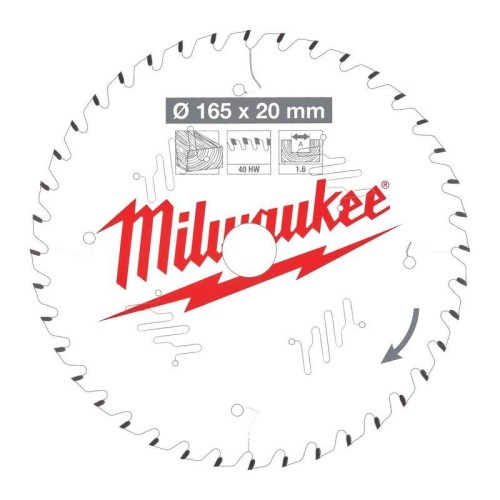 Milwaukee 4932471932 - Tarcza pilarska do drewna czyste cięcie 165x20 mm / 40 zębów