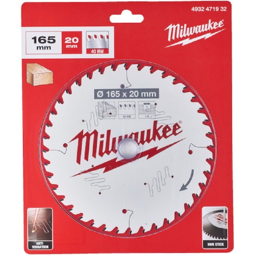 Milwaukee 4932471932 - Tarcza pilarska do drewna czyste cięcie 165x20 mm / 40 zębów