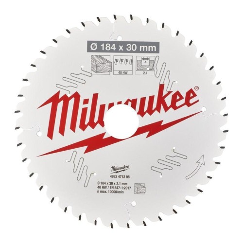 Milwaukee 4932471298 - Tarcza pilarska do drewna czyste cięcie 184x30 mm/ 40 zębów