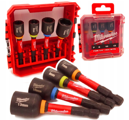 Milwaukee 4932492445 - Zestaw magnetycznych nasadek udarowych Shockwave 6-kątnych 7 - 13 mm - 4 szt