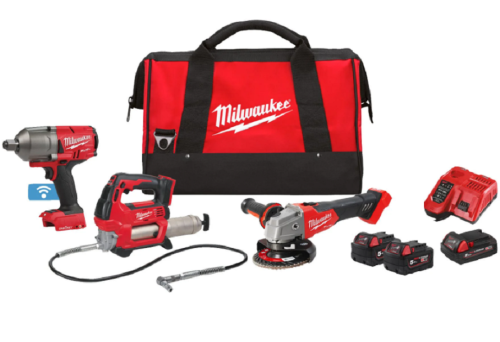 Milwaukee M18 FPP3AK-523B - Zestaw Smarownica M18 GG + Klucz udarowy ONEFHIWF34 + Szlifierka kątowa M18 FSAG125X