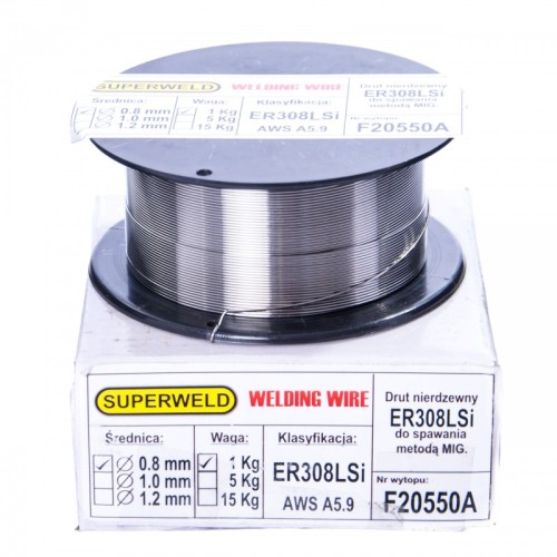 Superweld - Drut do stali nierdzewnej MIG Ø 0.6 - 1 kg 308LSI D100 