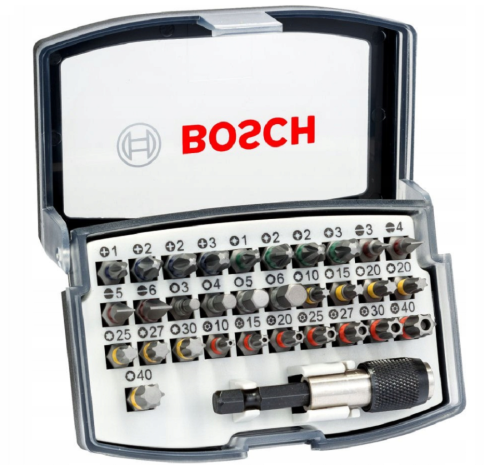 Bosch B2607017319 - Zestaw bitów + uchwyt magnetyczny 32 szt