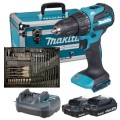 Makita DHP490WVX7 - Akumulatorowa wiertarko-wkrętarka udarowa z zestawem akcesoriów